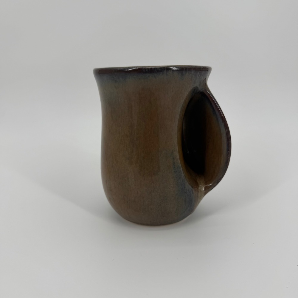 Elanze Designs Brown Blue Reactive Glaze Ceramic Right Hand Warmer Mug 18oz